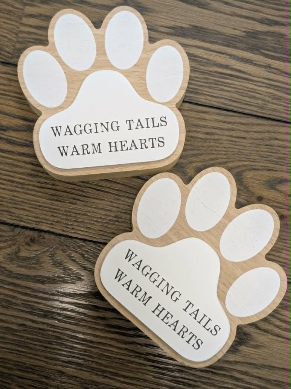 Wagging Tails Warm Hearts Paw Print Wooden Décor Sign Farmhouse Pet Lover Shelf